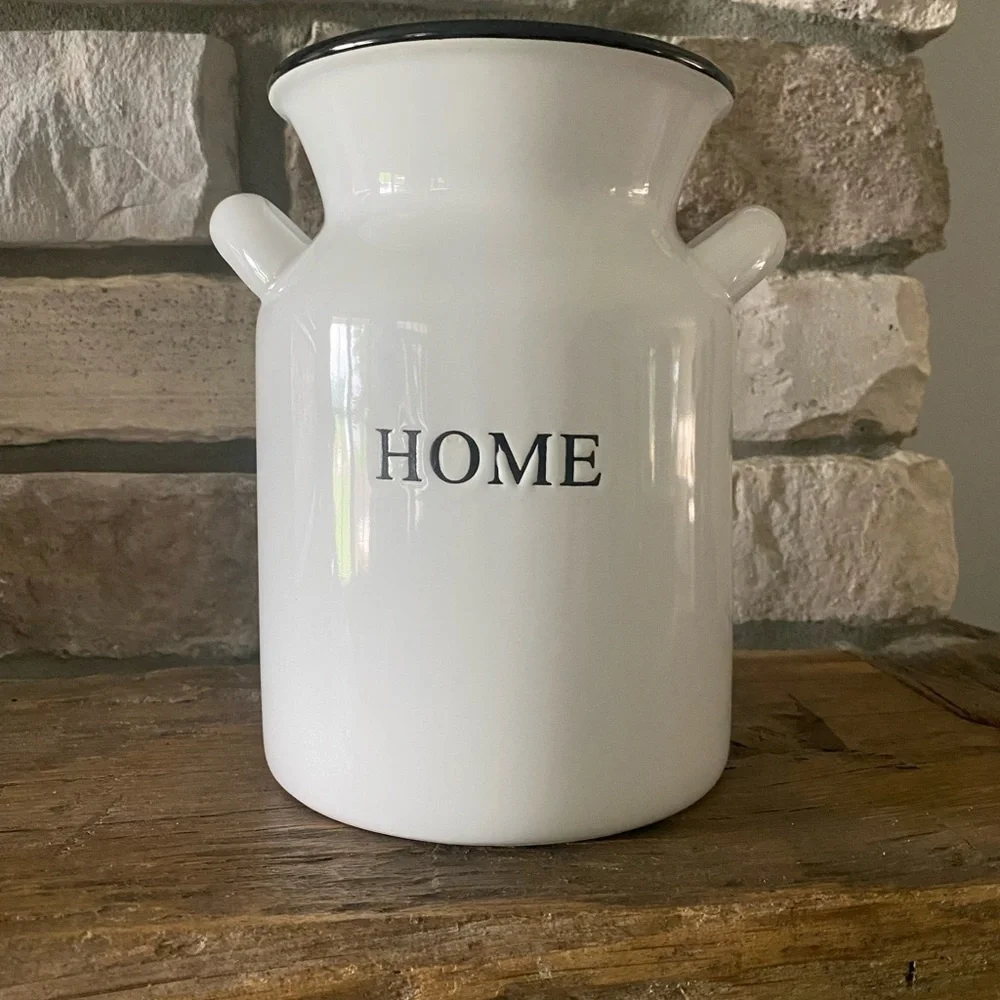 New! Food Network Utensil Crock‎ Farmhouse Black & White